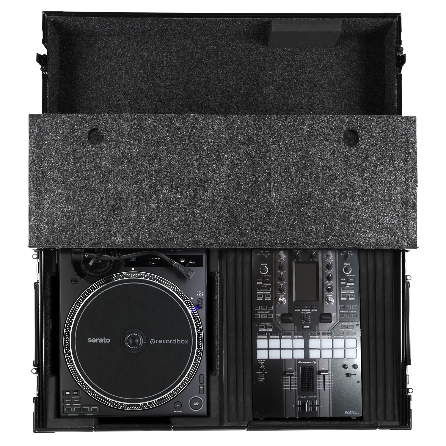 UDG Ultimate Flight Case Single Turntable Battle/ PLX-CRSS12 & 10"/12" Mixer Black Plus (Laptop Shelf, Trolley & Wheels) [Outlet] - Image 3