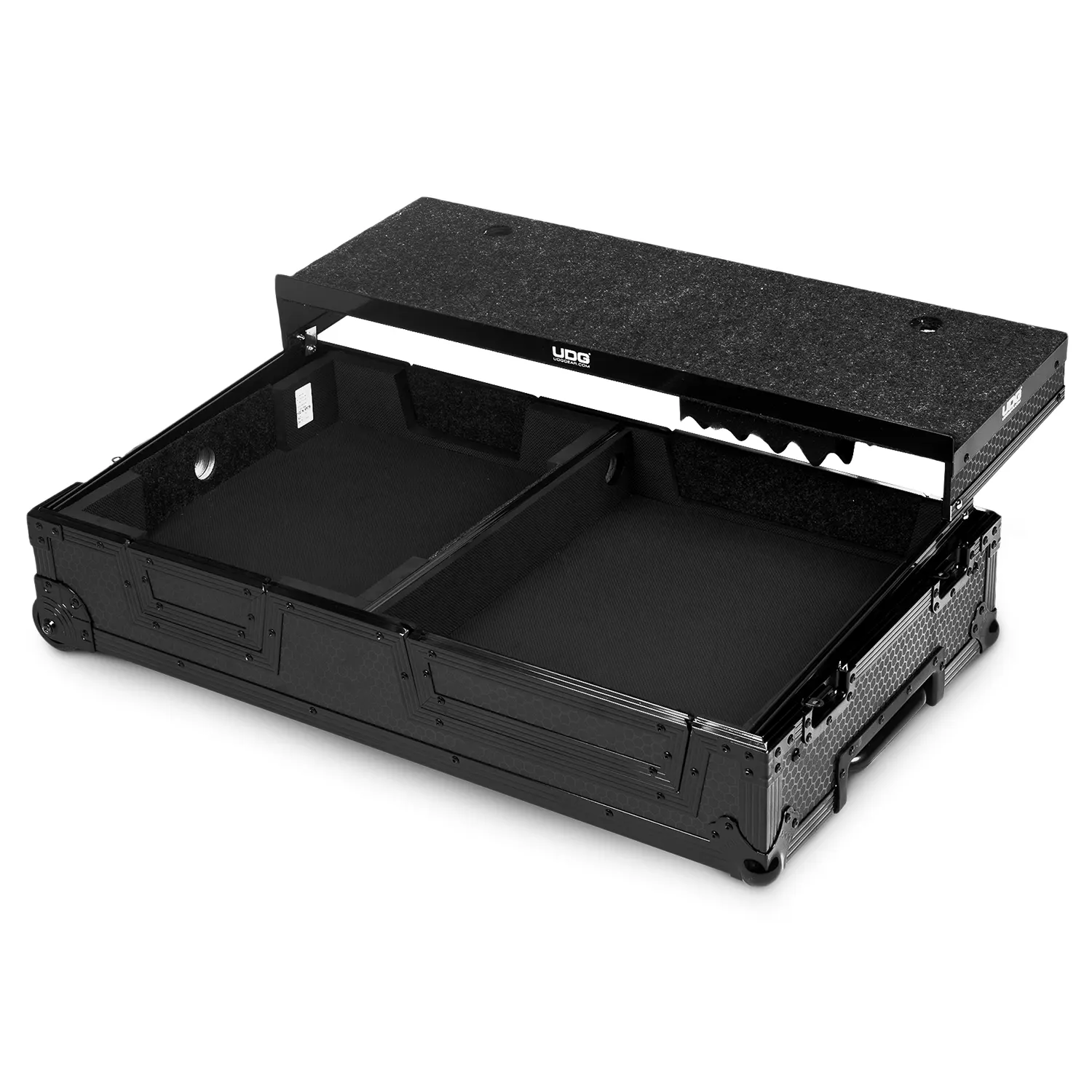 UDG Ultimate Flight Case Single Turntable Battle/ PLX-CRSS12 & 10"/12" Mixer Black Plus (Laptop Shelf, Trolley & Wheels) [Outlet] - Image 5