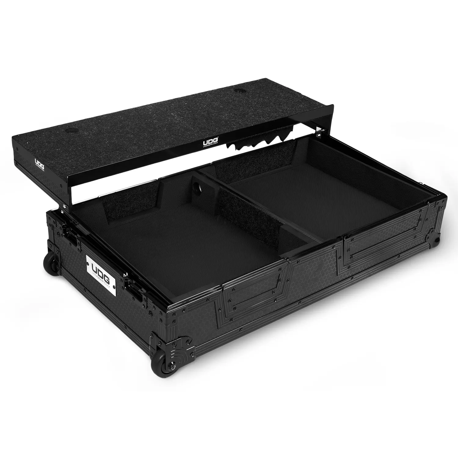 UDG Ultimate Flight Case Single Turntable Battle/ PLX-CRSS12 & 10"/12" Mixer Black Plus (Laptop Shelf, Trolley & Wheels) [Outlet] - Image 7